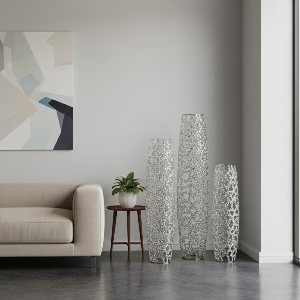 Modern Day Accents 5739 Ola De Cristal X-Large Floor Vase, Barrel for Flowers, Corner Decor, Decorative Floor Vase for Home Decor, Office Decor, 40' H