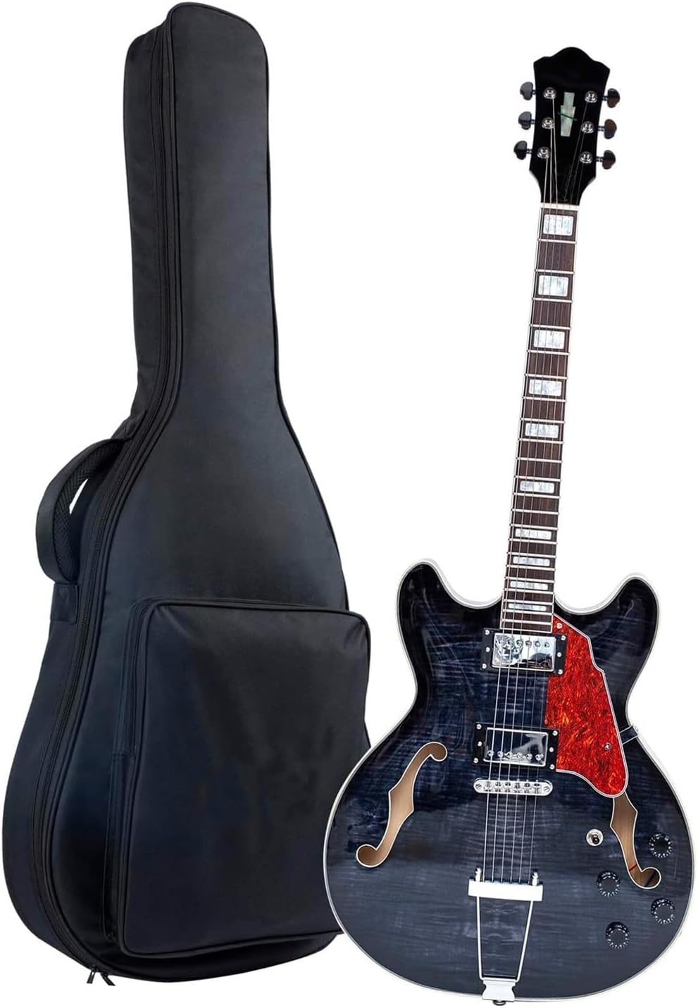 Beginner Jazz Electric Guitar With Hollowed Out Trapezoidal Tailboard Bridge And Fit Professional Electric Guitar(Black)