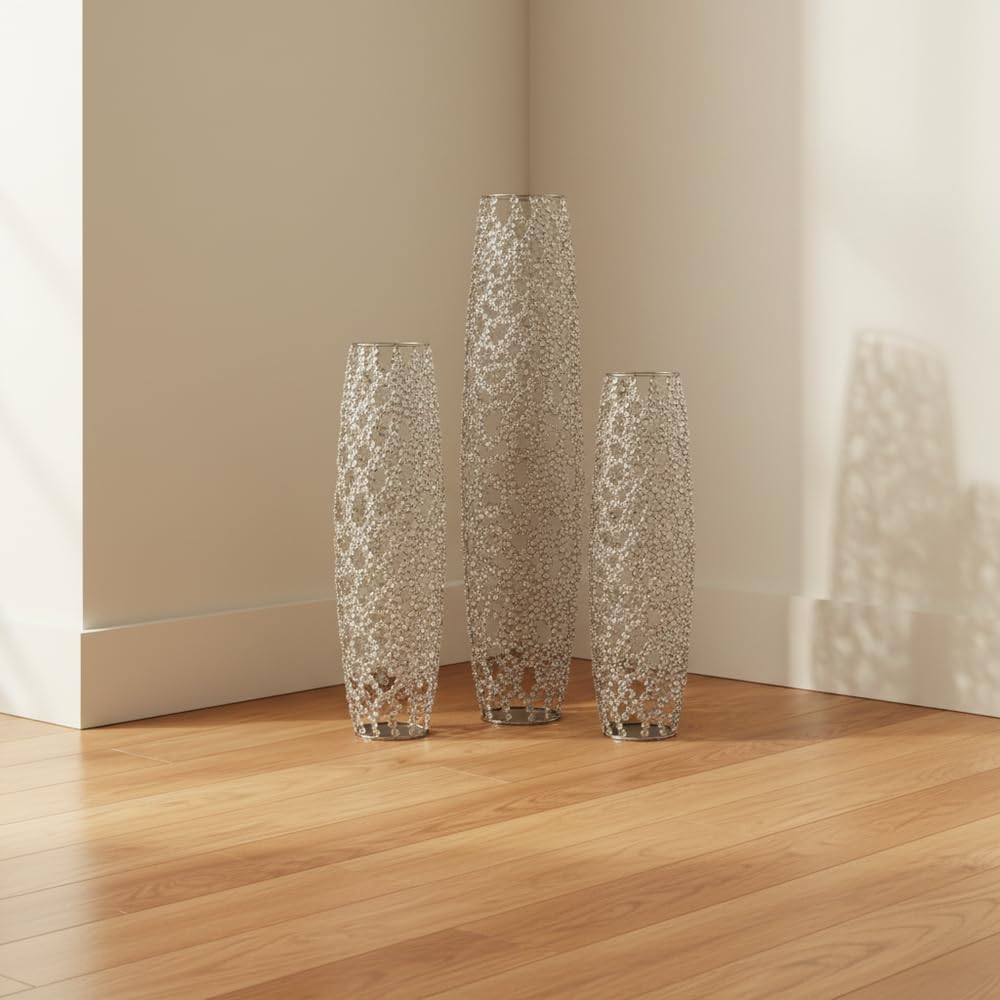 Modern Day Accents 5739 Ola De Cristal X-Large Floor Vase, Barrel for Flowers, Corner Decor, Decorative Floor Vase for Home Decor, Office Decor, 40' H