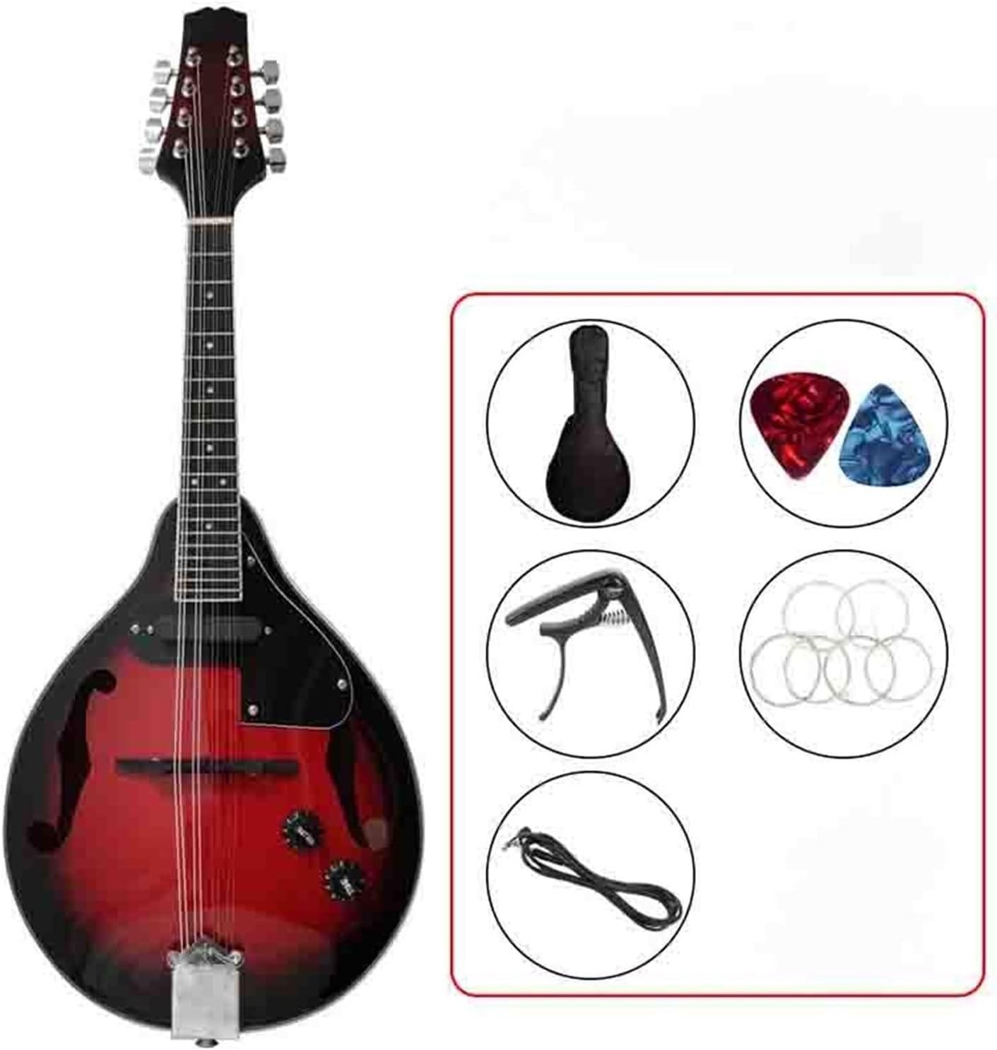 Musical Instrument Mandolin Guitar Eight String Plug In A Type Wine Red Beginner Mandolin String Instrument(5)