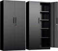 INTERGREAT Metal Storage Cabinet with Lock, 72' H Lockable Metal Storage Cabinet with Locking Doors, Steel Storage Lockers with Adjustable Shelves for Office, Home, Garage, Gym, School (Black)