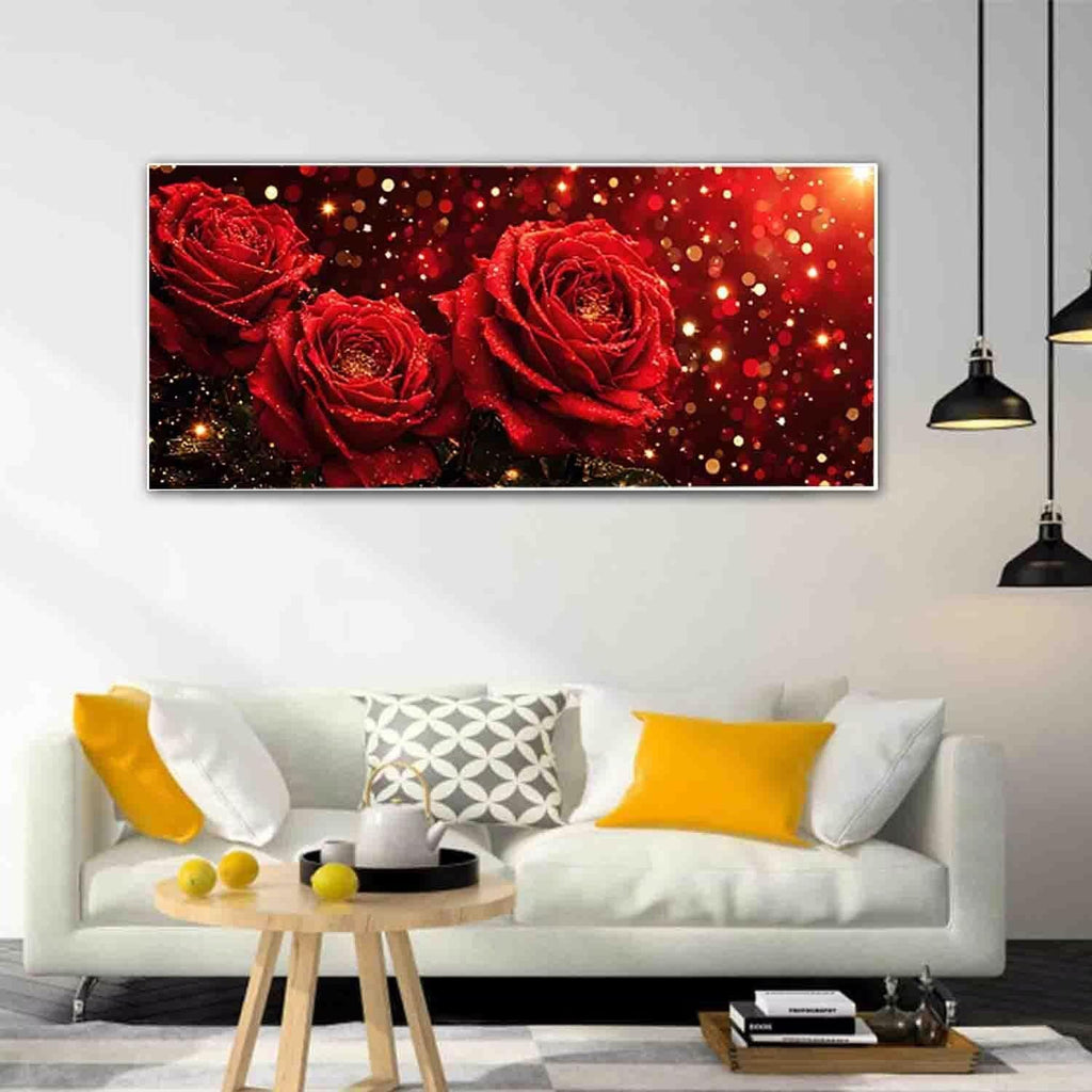 Red Rose Paint by Numbers Flower Painting Kits for Adults Beginner Painting by Numbers pre Drawn Canvas with Brush Acrylic Oil Paint Adult Craft Picture, Gifts for Women (100x200cm Frameless) -38sO