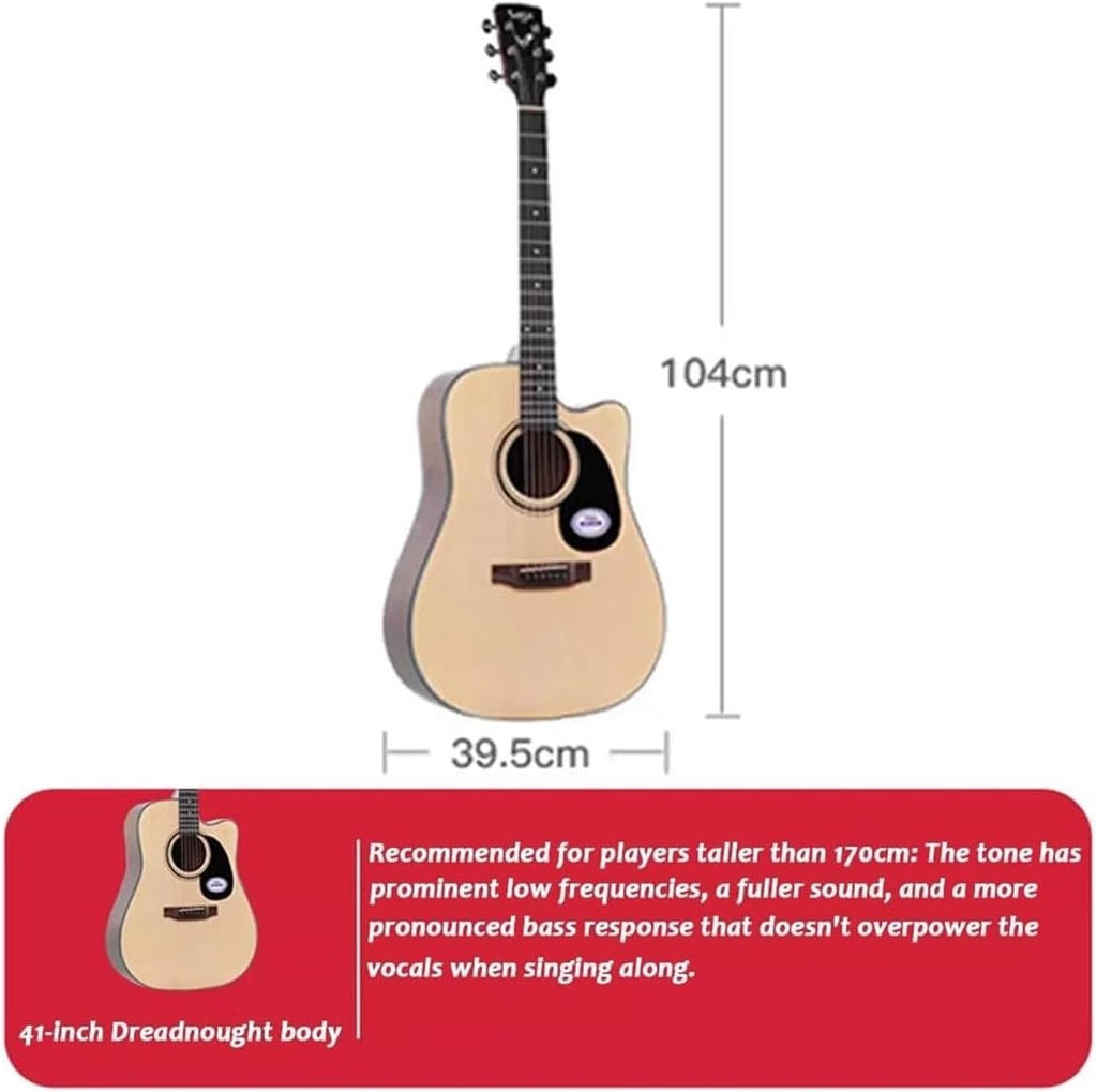 MXL&LJB 41' Acoustic Guitar for Beginner, Full Size Thin Cutaway Guitarra, Lightweight Body Suitable for Adult Teen with Gig Bag and Other Accessories(Black)