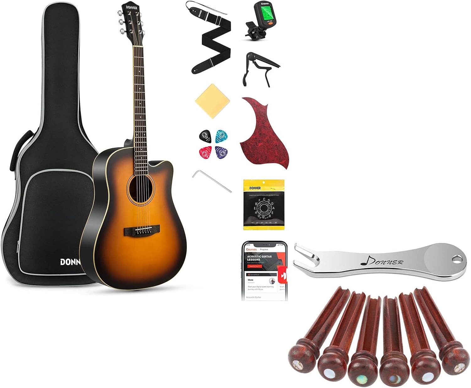 Donner Acoustic Guitar for Beginner-Guitar Bridge Pins