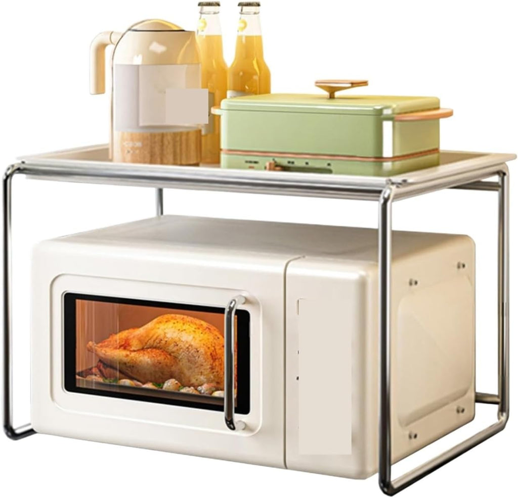 Microwave Oven Rack,Modern Kitchen Baker's Rack - Space-Saving Microwave Stand & Versatile Countertop Shelf, Ideal for Rice Cooker & Kitchen Storage (28x38x34cm)