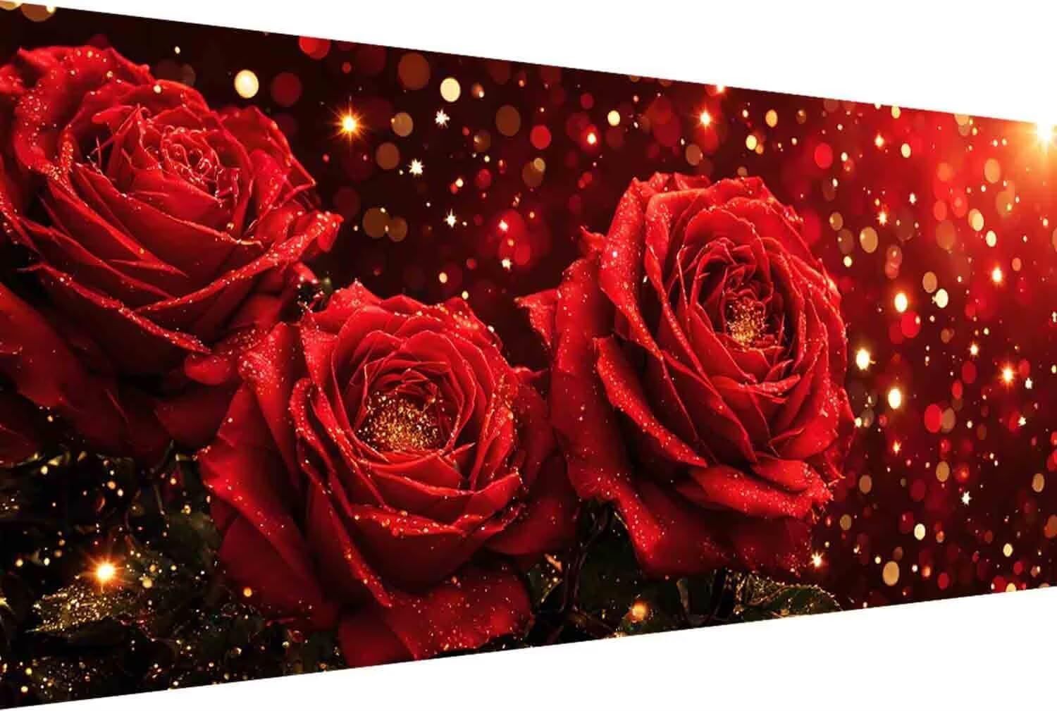 Red Rose Paint by Numbers Flower Painting Kits for Adults Beginner Painting by Numbers pre Drawn Canvas with Brush Acrylic Oil Paint Adult Craft Picture, Gifts for Women (100x200cm Frameless) -38sO