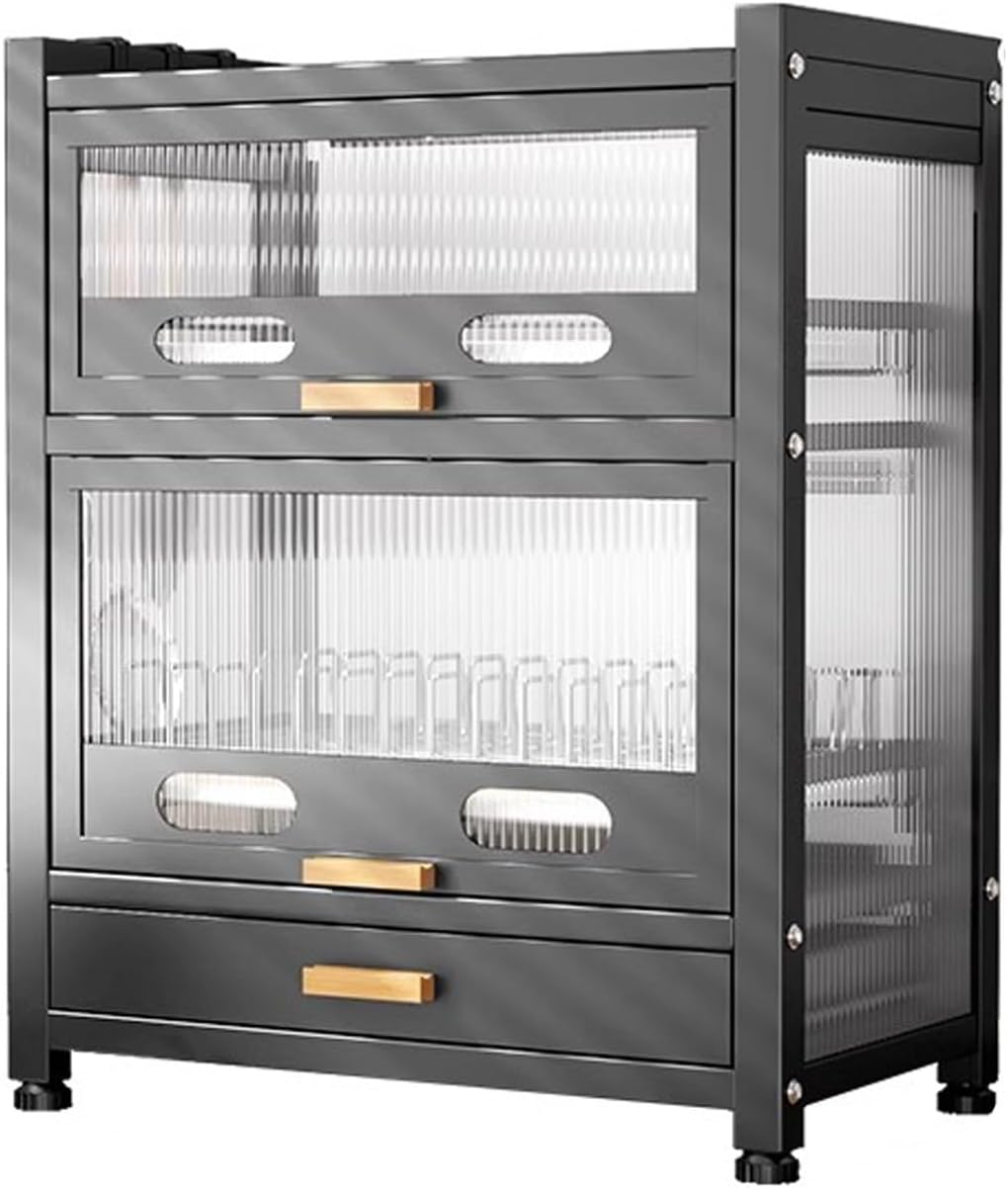Kitchen Dish Rack, Countertop Storage Cabinet, Microwave Stand, Bakers Rack, Dish Drying Rack, Bakers Rack with Drawer (Color : A)