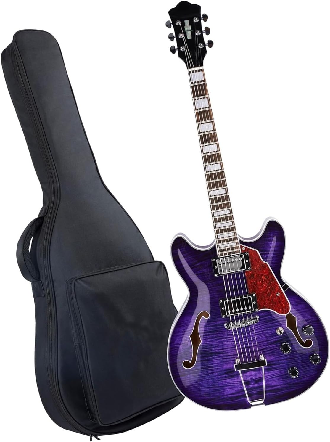 Beginner Jazz Electric Guitar With Hollowed Out Trapezoidal Tailboard Bridge And Fit Professional Electric Guitar(Purple)