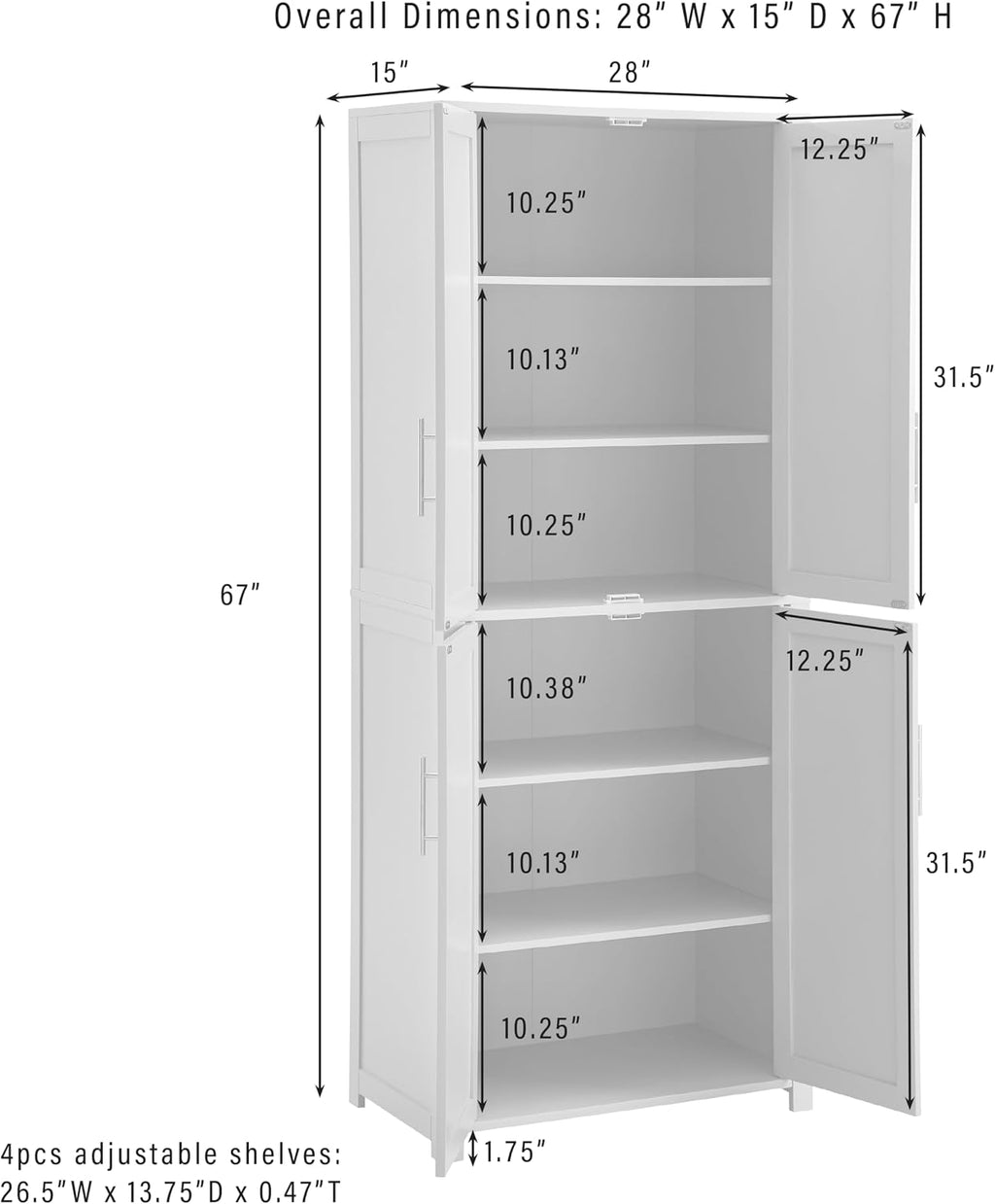 Crosley Furniture Savannah Tall Pantry Storage Cabinet with Shelves, Kitchen, Dining, or Laundry Room, Navy
