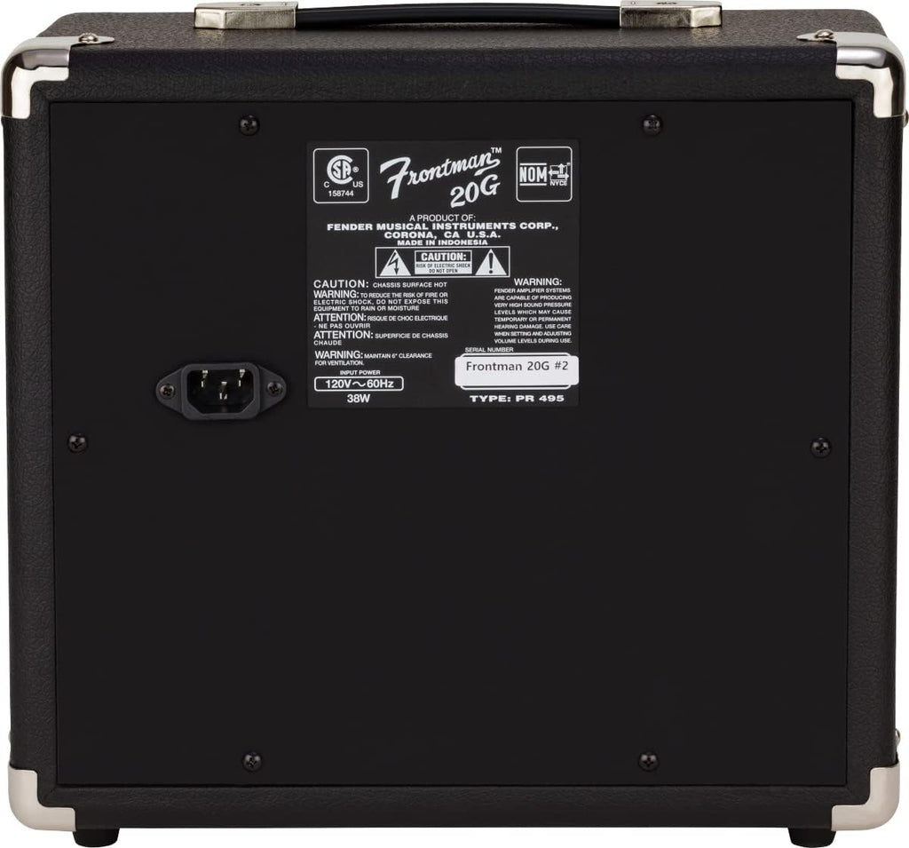 Fender Frontman 20G Guitar Amplifier & Professional Series Instrument Cable, Straight/Straight, Black, 10ft