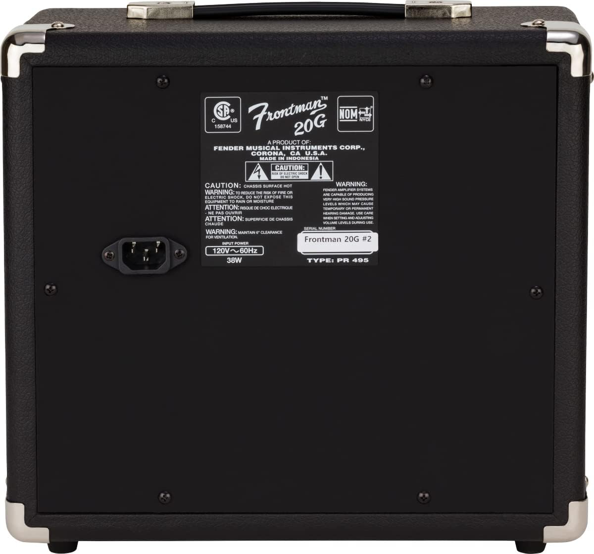 Fender Frontman 20G Guitar Amplifier & Professional Series Instrument Cable, Straight/Straight, Black, 10ft