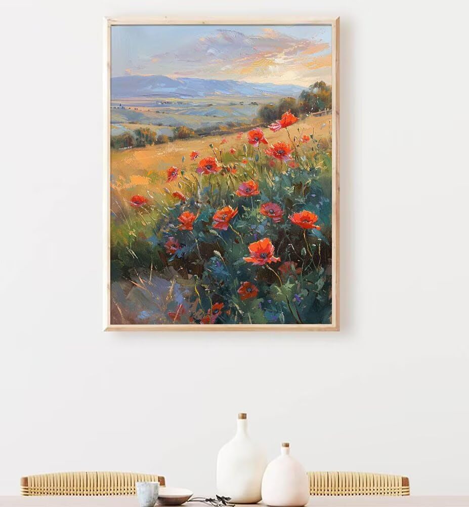 Paint by Numbers Kit for Beginner Flower Adult Paint by Number on Canvas Acrylic Painting Supplies Watercolor Oil Painting for Home Decor Gift Red40x53 inch Model YEYUMEOZG-7