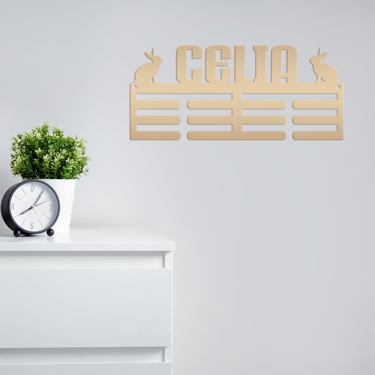 Rabbit Medal Organizer for Awards - Animal Showing Fair Medals Holder - Unique Kids Wall Hanging - Cute Personalized Sign - Future Farm Gift, Personalized Medal Wall Hanger, Custom Medal Holder with Name and Sports (30 x 17 inches)