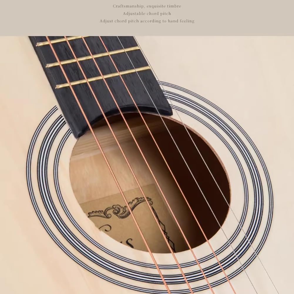 Acoustic Guitar Bundle, Beginners Adults Teens Acoustic Guitar, with Built-In Pickups, Upgraded Starter Kit,Black,41in