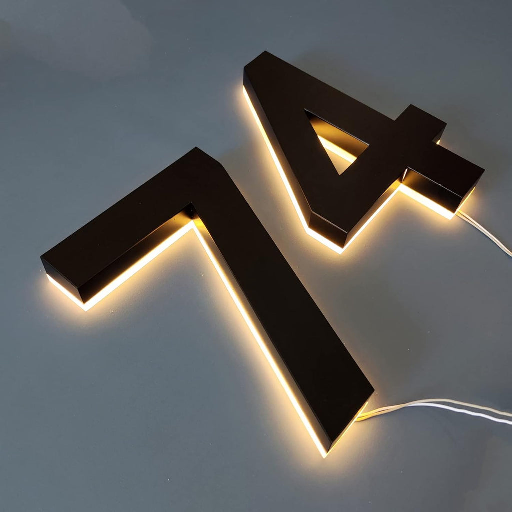 16' Illuminated House Numbers For Outside, Backlit LED Home Address Number, Stainless Steel Hand-Polished For Light Up Address Numbers For House,9