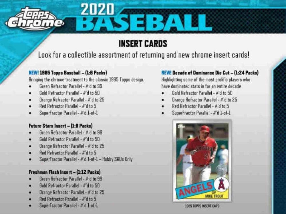 2020 Topps Chrome Baseball Hobby Box (24 Packs/4 Cards: 2 Autographs)