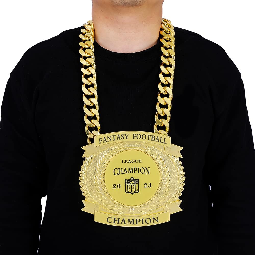 Fantasy Football Championship Chains Award, Champ Chains Award Winner Prize Trophy, 7-3/4″ x 7″ Large Champ Medal
