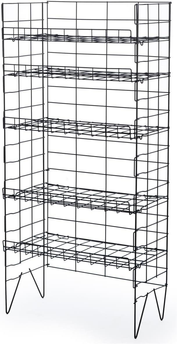Displays2go Bakers Storage Rack, Pantry or Kitchen Use, Steel Wire, 5 Shelf, 25' W x 52' H x 13' D (Black)