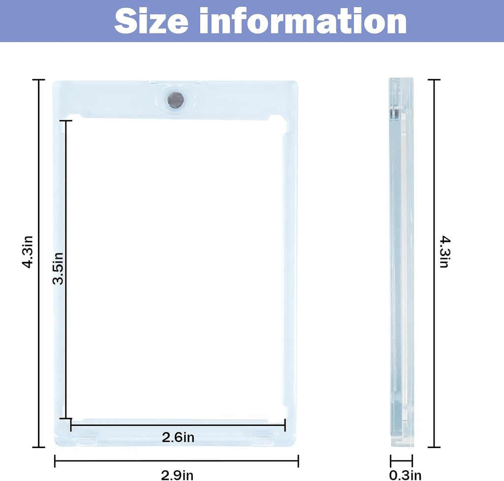 TORONTOKYO 300ct Magnetic Card Holders, 35pt One Touch Magnetic Card Holder, U-V Protection Hard Plastic Card Display Case for Trading, Sports, Baseball, Football, Game Cards