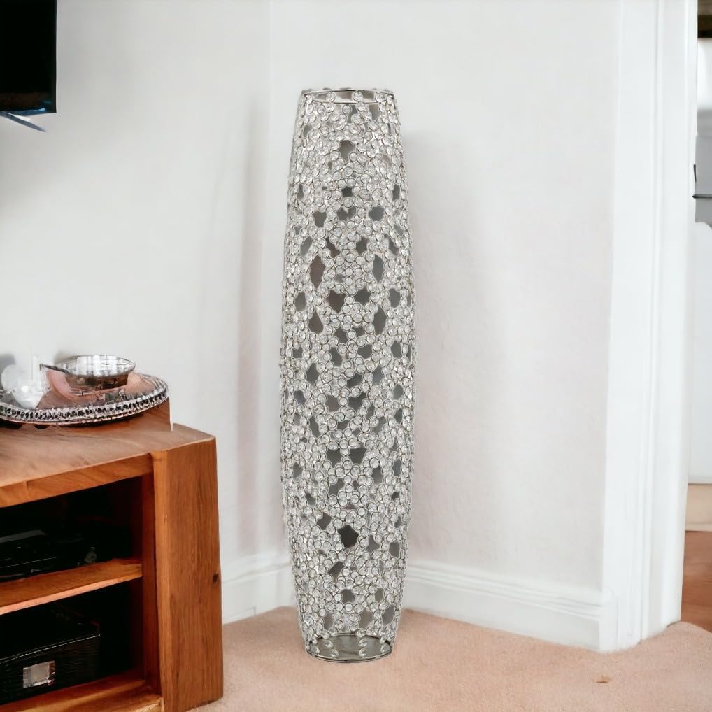Modern Day Accents 5739 Ola De Cristal X-Large Floor Vase, Barrel for Flowers, Corner Decor, Decorative Floor Vase for Home Decor, Office Decor, 40' H
