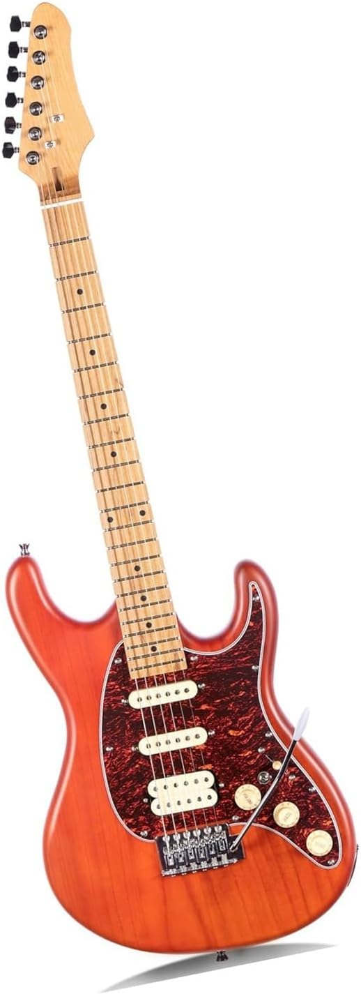 Solid Electric Guitar For Beginners And Adults Colorful Performance Instrument Professional Electric Guitar(Orange Red)
