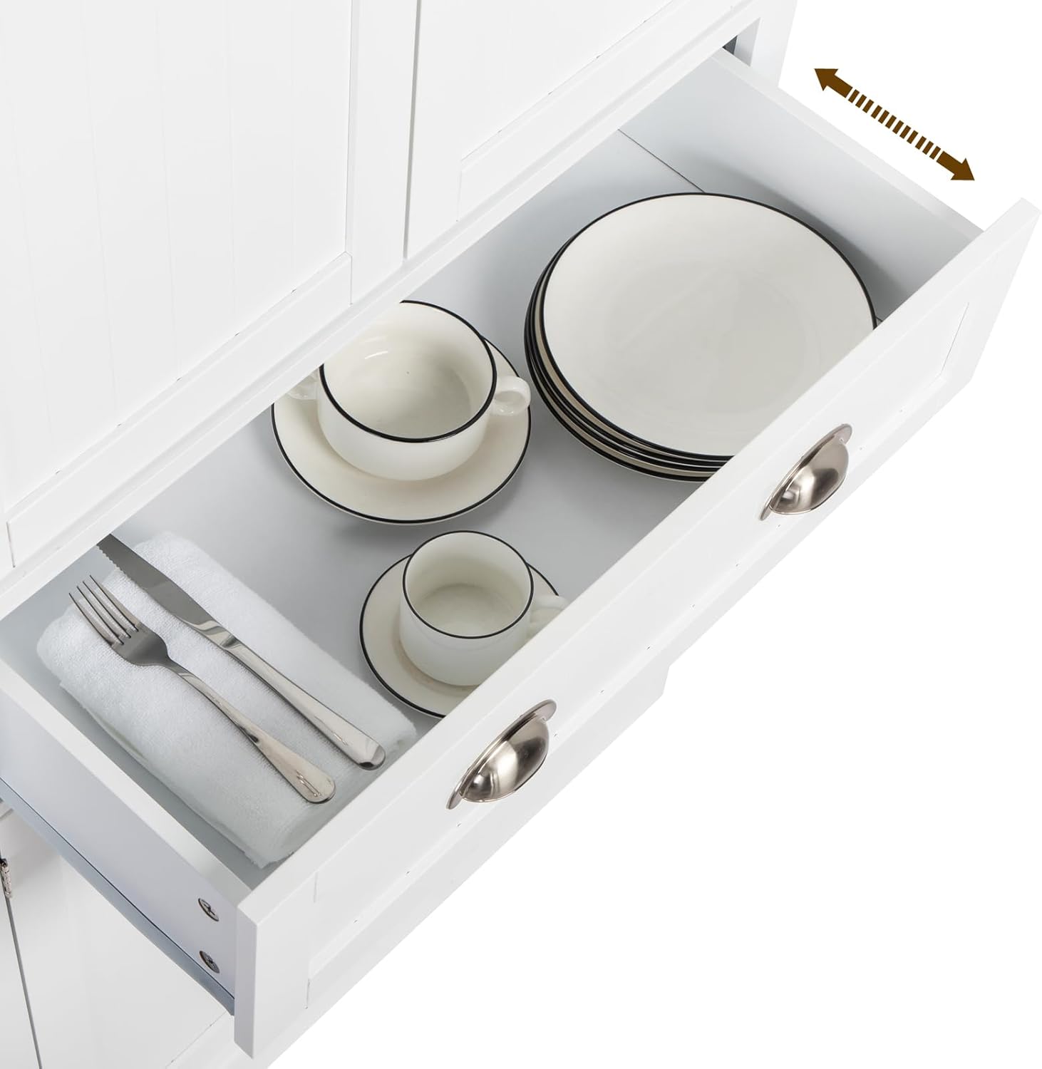 VINGLI 71-Inch White Storage Cabinets with Drawers, Freestanding Pantry Cabinets with Doors and Shelves Adjustable, Wood Farmhouse Kitchen Pantry Cupboard