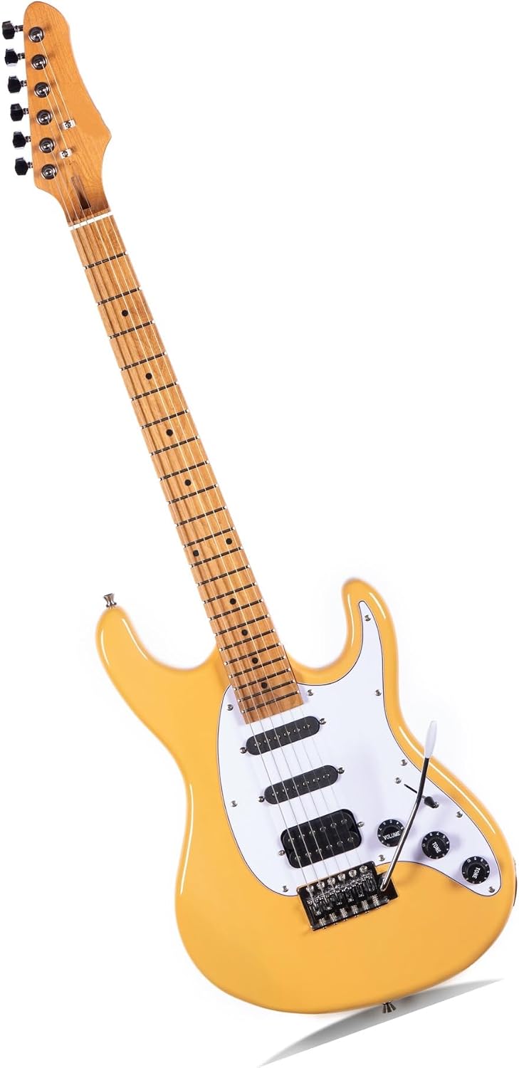 Professional Electric Guitar Playing And Practice Instrument Suitable For Beginners Professional Electric Guitar(Vintage Yellow)
