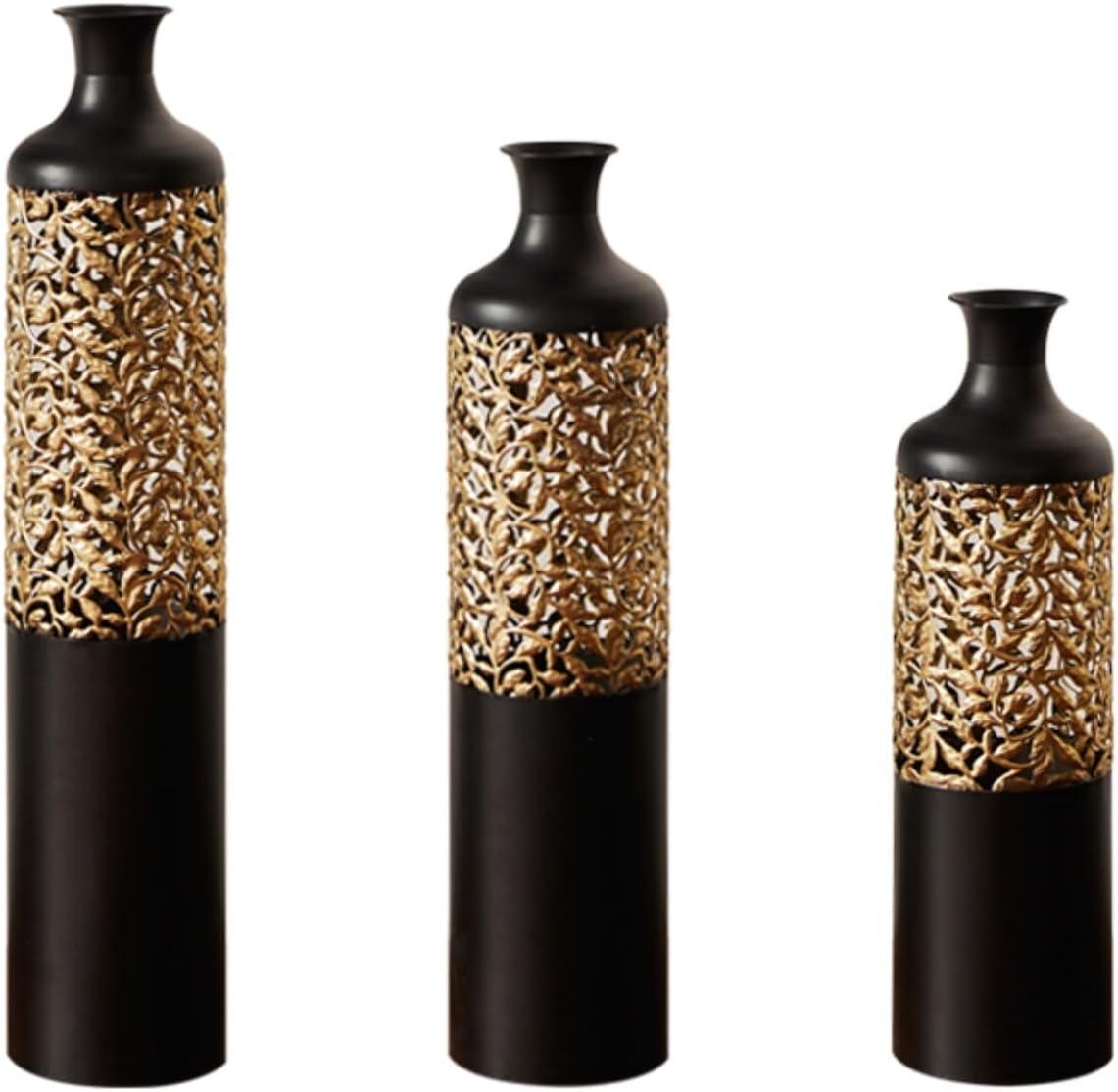 Floor Vases Decorative Tall - 20.8/24.8/28.7 in Metal Cylinder Vases Extra Large Decorative Vase Set of 3 Living Room Modern Big Standing Decor for Dining Bedroom Home Corner Indoor