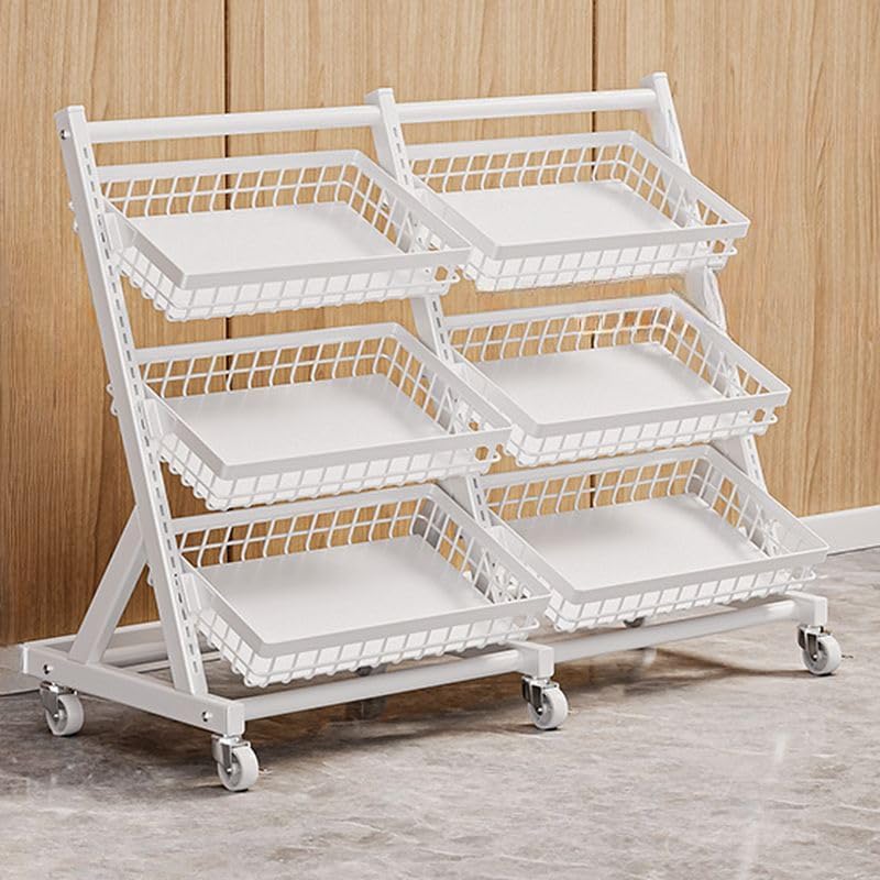 Trendy Black Baker's Rack, Corner Shelf Stand Kitchen Shelf Organizer with Baskets, Steel Frame and Shelves (White, 6 Baskets-38 L x 16' W x 34' H)