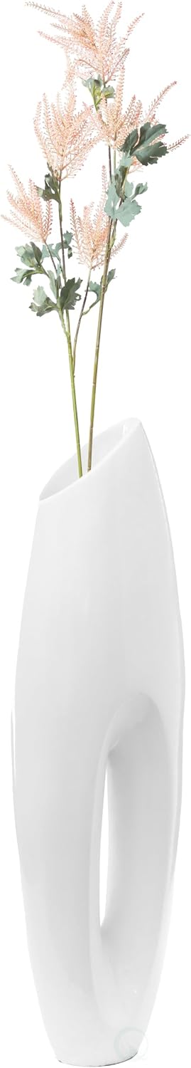 Tall Floor Vase, Modern White Large Floor Vase, Decorative Lightweight, Home Decor, for The Entryway, Dining Room, Living Room, or Bedroom, Fill with Grass, Set of 2