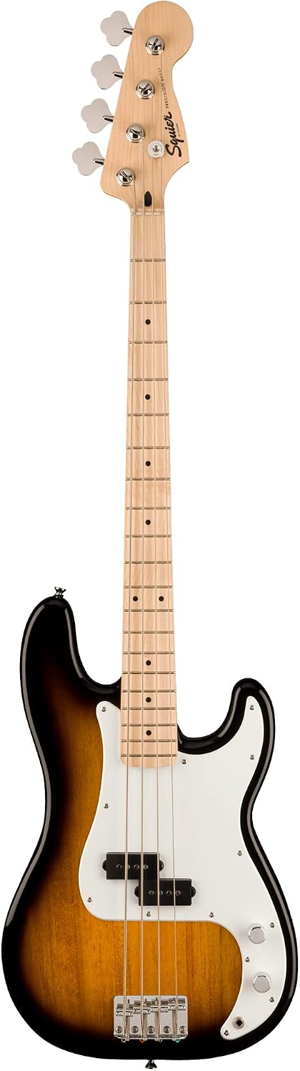 Fender Squier Sonic Precision Bass Guitar - 2 Color Sunburst Bundle with Rumble 15 Bass Amplifier, Cable, Tuner, Strap, and Austin Bazaar Instructional DVD