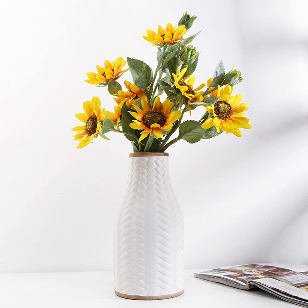 White Vase Set of 2, Ceramic Vase for Pampas Grass, Flower Vase for Living Room Bedroom Home Decor Accessories,White