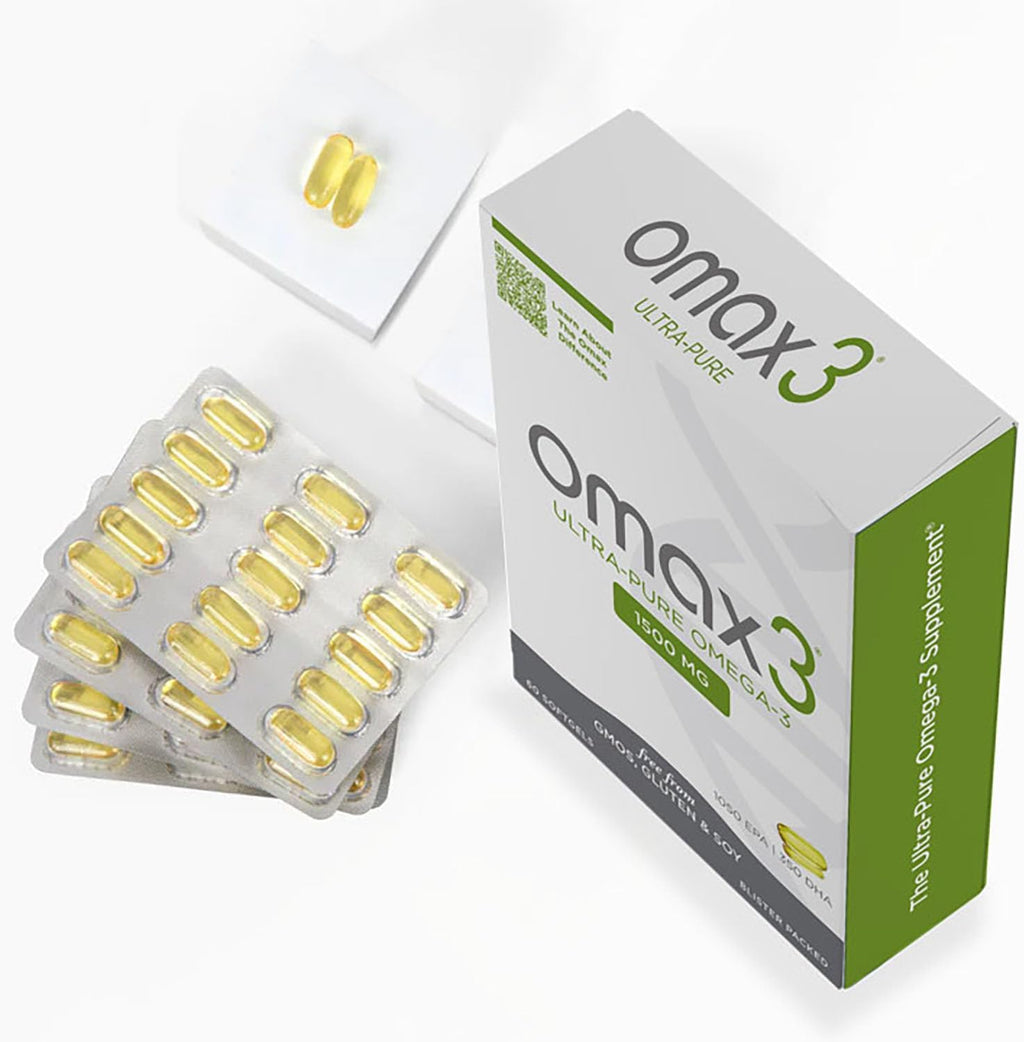 Omax3 Ultra-Pure Omega-3 Fish Oil Pills | High Concentration EPA DHA,1500 MG, Gluten Free, Non-GMO, Made in USA, 240 Softgels Blister Packs (4 Boxes)