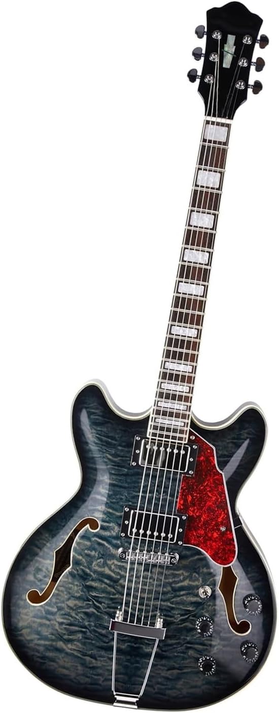 Beginner Jazz Electric Guitar With Hollowed Out Trapezoidal Tailboard Bridge And Fit Professional Electric Guitar(Black2)