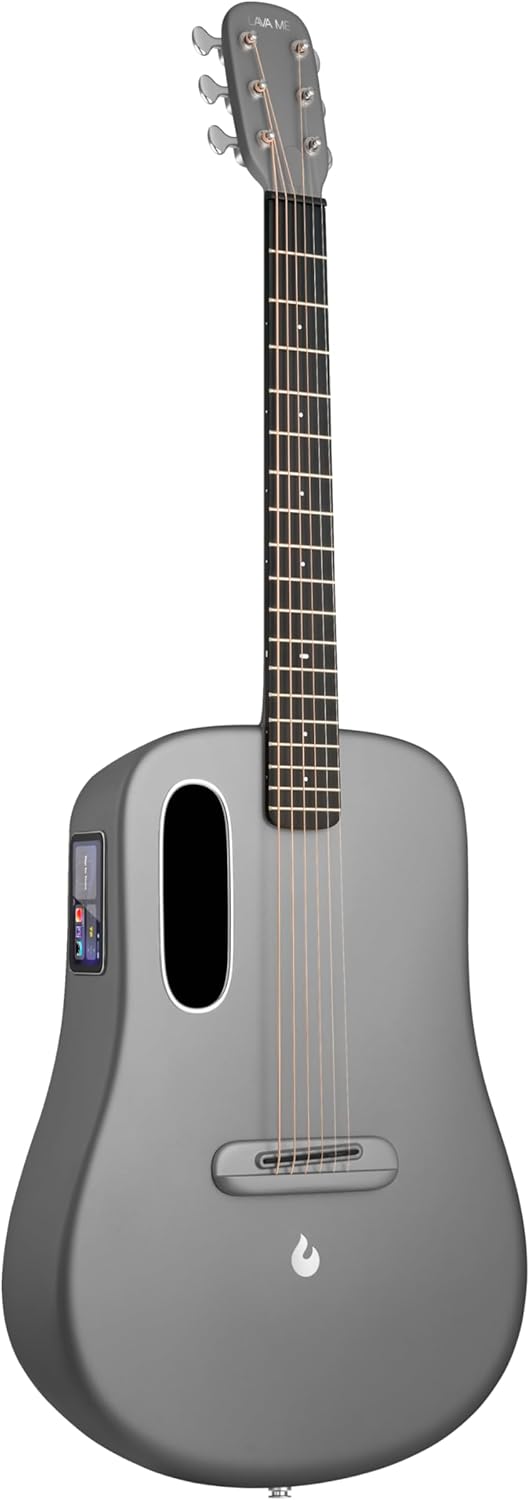 LAVA ME 4 Acoustic Electric Guitars Carbon Fiber Travel Smart Audio Guitar with 3.5 inch TouchScreen, HILAVA 2.0 System, Right-handed, FreeBoost 3.0, Airflow Bag (36INCH Space Gray)