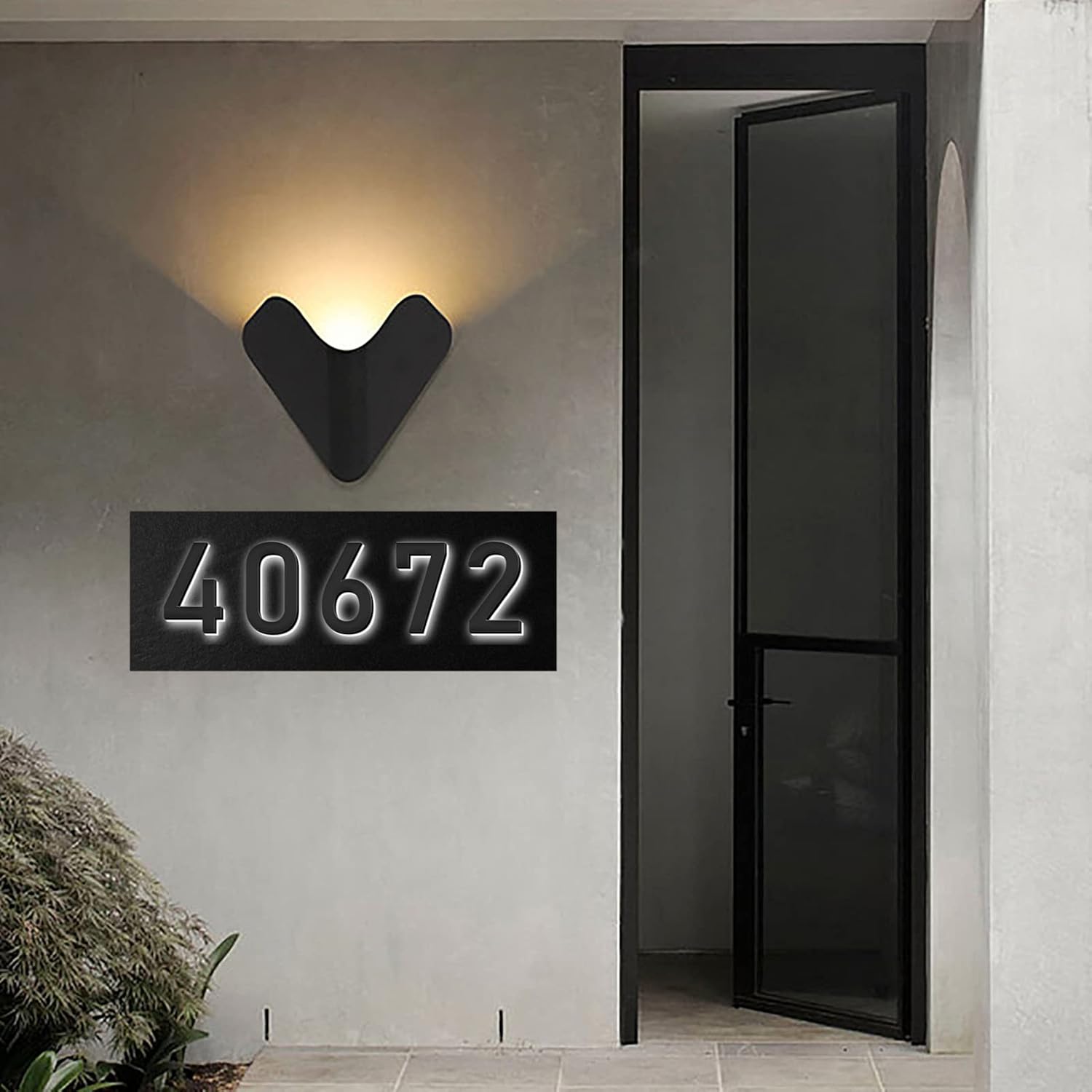 Stainless Steel Modern Backlit LED Illuminated Home Address Number,Illuminated Address Sign Plaque House Numbers LED Lighted, Light Up House Numbers,18 Inch/450mm,R