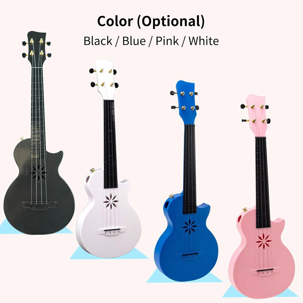 Tenor Ukulele Case, Lightweight and stable carbon fibre material Ukulele Case Ukulele with tail nails for 24 inch ukulele or small guitar (Pink)