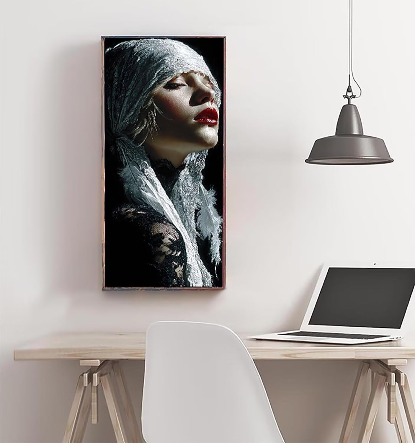Woman Diamond Painting Red Lips Diamond Art Kits for Adults, 5D Gem Art Painting Kit Beginners DIY Round Full Drill Crystal Dots Embroidery Crafts, Home Wall Decor, Gifts for Women 32x64in zy3-21w