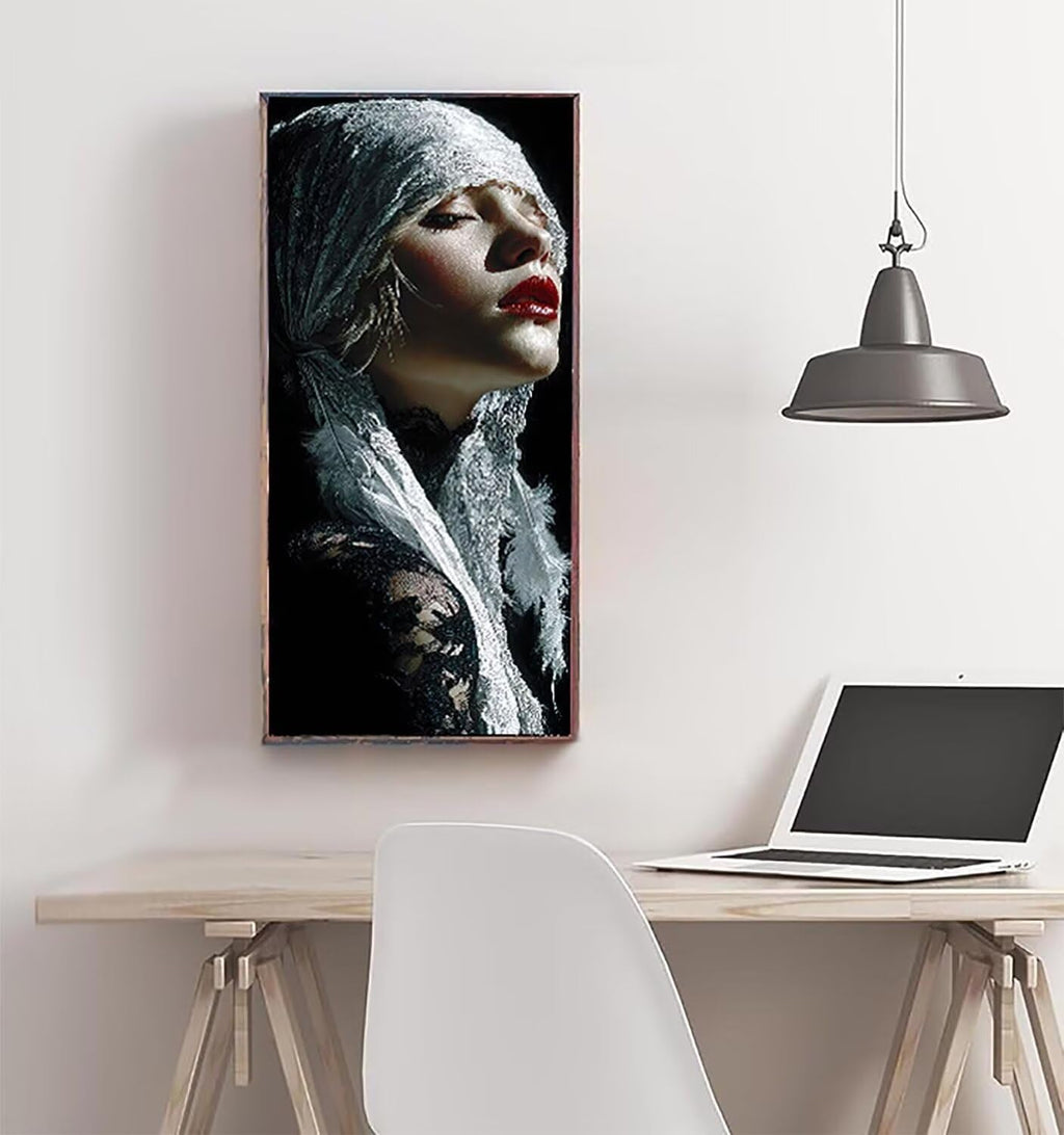 Woman Diamond Painting Red Lips Diamond Art Kits for Adults, 5D Gem Art Painting Kit Beginners DIY Round Full Drill Crystal Dots Embroidery Crafts, Home Wall Decor, Gifts for Women 40x80in xy4-0e