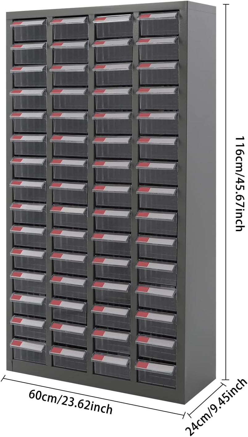 Bolt and Nut Tool Storage Cabinet,Parts Cabinet,Organization Shelves with ABS Material Drawer,Metal Organization Shelves for Garage, Store, Workshop (60 Drawers Clear)