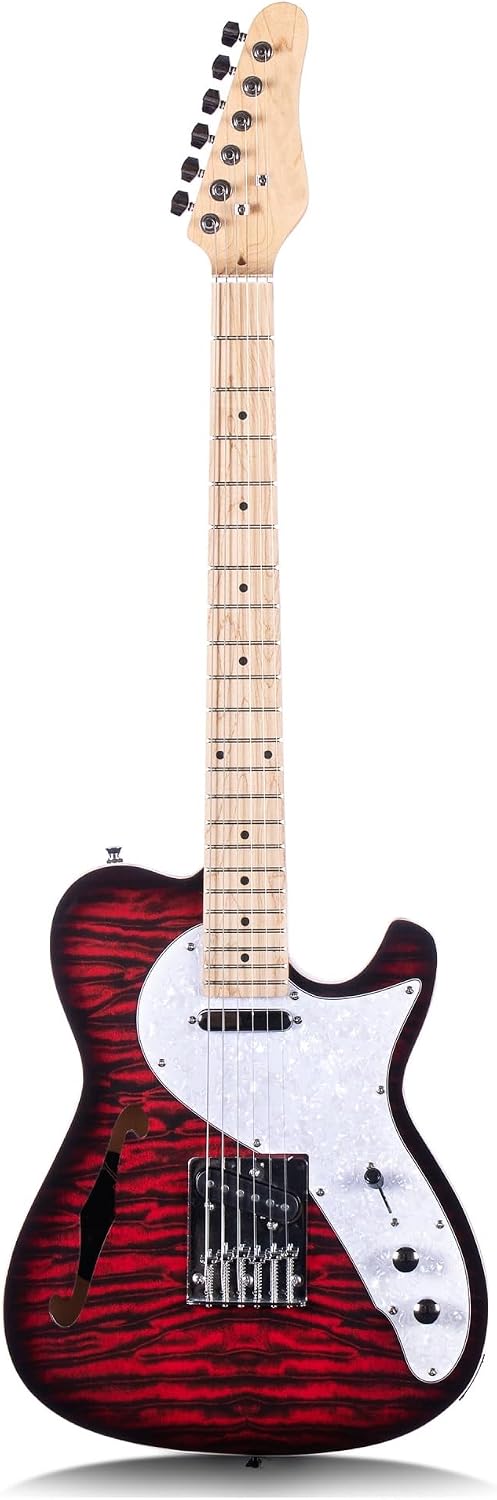 Suitable For Beginners To Practice Electric Guitar And Jazz Playing Professional Electric Guitar(Red)
