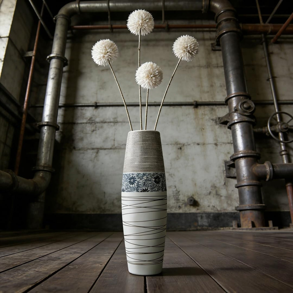 Tall Floor Vase-23.6 inches (60cm) Vintage Bohe Modern Large Rustic Ceramic Sturdy Home Decor Floor Handmade Tall Vases for Living Room Entryway Decor