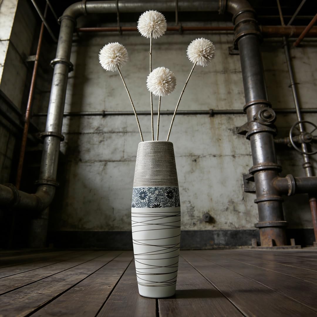Tall Floor Vase-23.6 inches (60cm) Vintage Bohe Modern Large Rustic Ceramic Sturdy Home Decor Floor Handmade Tall Vases for Living Room Entryway Decor