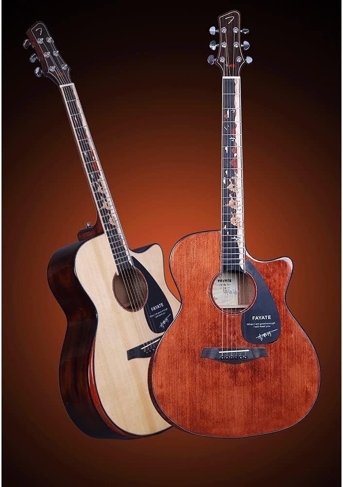 Beginner Single Board Guitar Instruments, Spruce Solid Wood Top, X-Shaped Sound Beam Structure, Polished Lacquer Finish (Size:41 inches,Color:Natural)