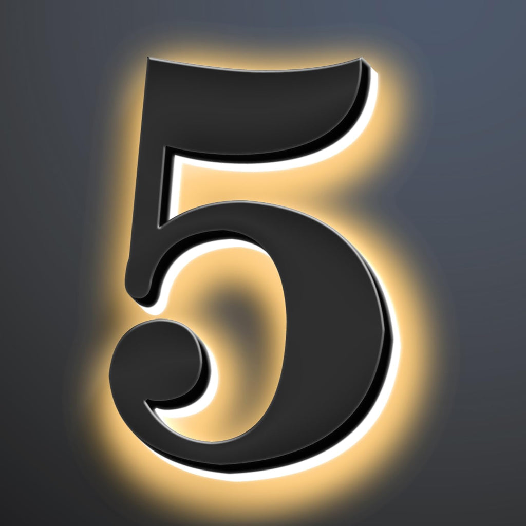 Backlit Illuminated LED House Numbers Upgrade Your Address Signs 16 Inch, Large Modern Light Up Address Numbers Signs, Stainlesss Steels Home Address Signs,5