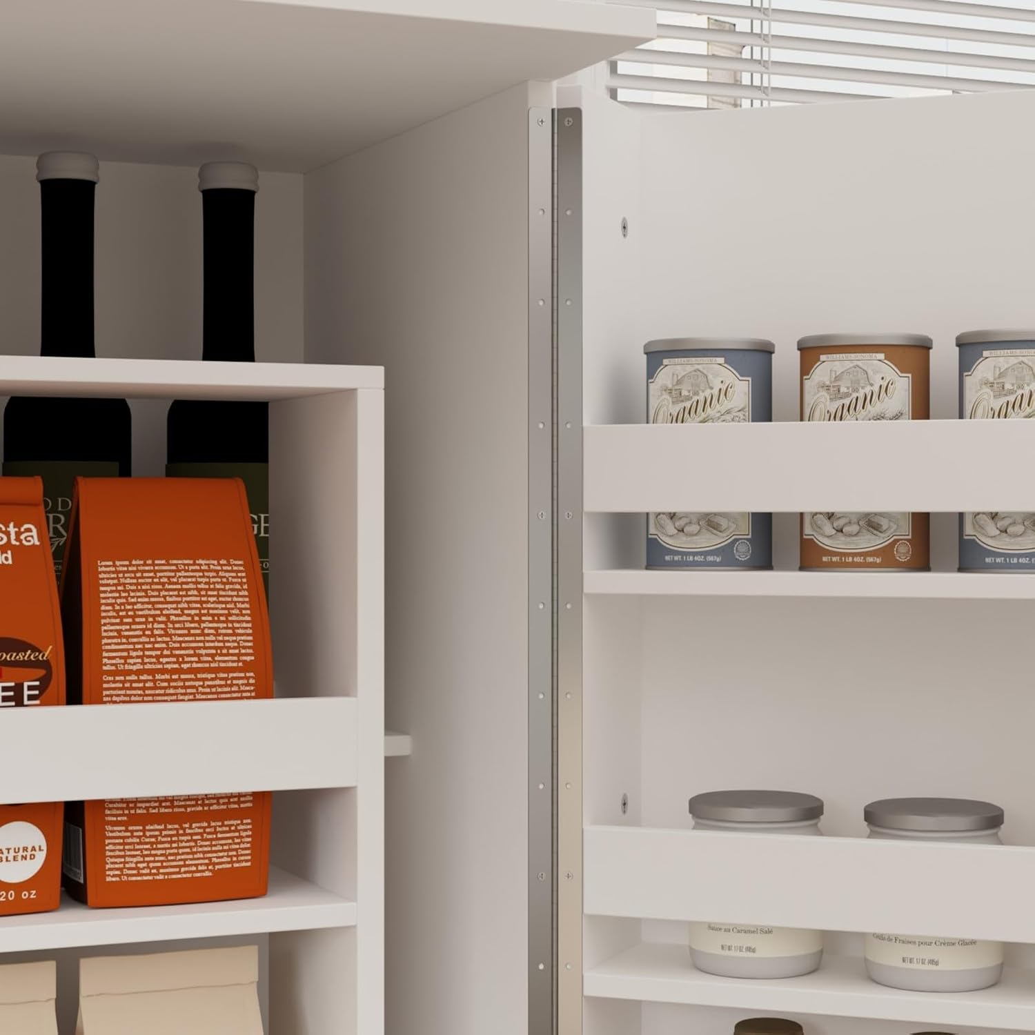 MOUMON Kitchen Pantry Storage Cabinet with Doors and Shelves, Rotating Racks, Tall Pantry Cabinet Cupboard with Door Racks, White, 19.7'D x 31.5'W x 72.2'H