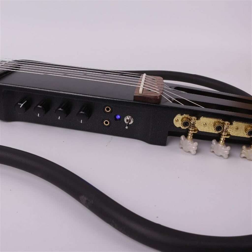 22 Frets Silent Nylon String Headless Electric Guitar Built in Effector Travel Portable Foldable Guitar Professional Headless Guitar (Color : 02)