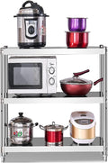 3-Tier Kitchen Baker's Rack Utility Microwave Oven Stand Storage Cart Workstation Shelf Hooks Organizer Baker's Shelves Bar Hutch Industrial Oven Standing Spice Wine Adjustable Shelving (100x30x80cm )