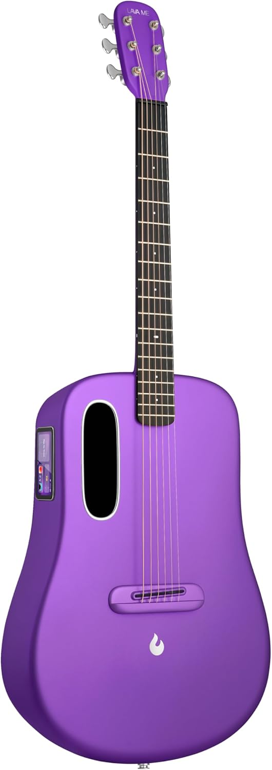 LAVA ME 4 Acoustic Electric Guitars Carbon Fiber Travel Smart Audio Guitar with 3.5 inch TouchScreen, HILAVA 2.0 System, Right-handed, FreeBoost 3.0, Airflow Bag (36INCH Purple)