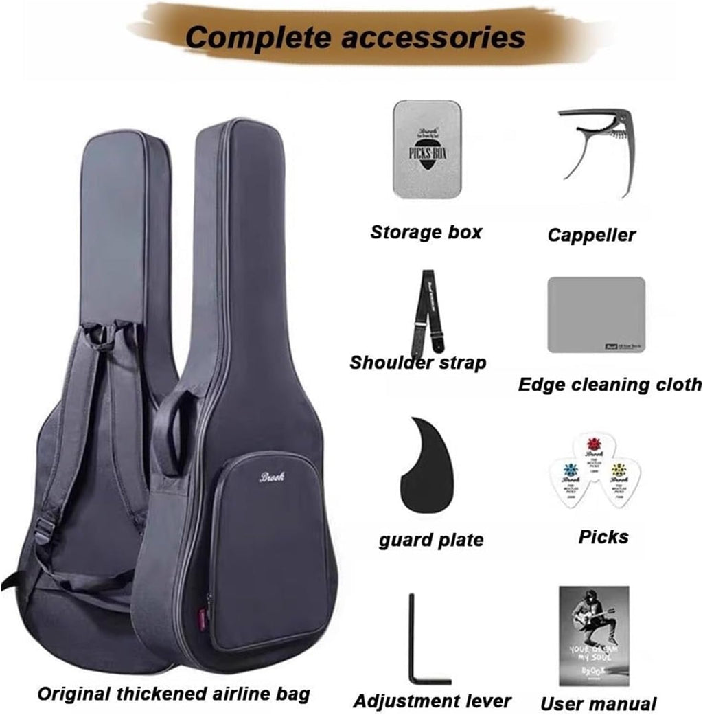 MXL&LJB Acoustic Guitar, Cutaway Bundle with Gig Bag, Picks, Strings, Strap 41 Inch Full Size Dreadnought Spruce Top for Beginners Teens Adults(Natural)